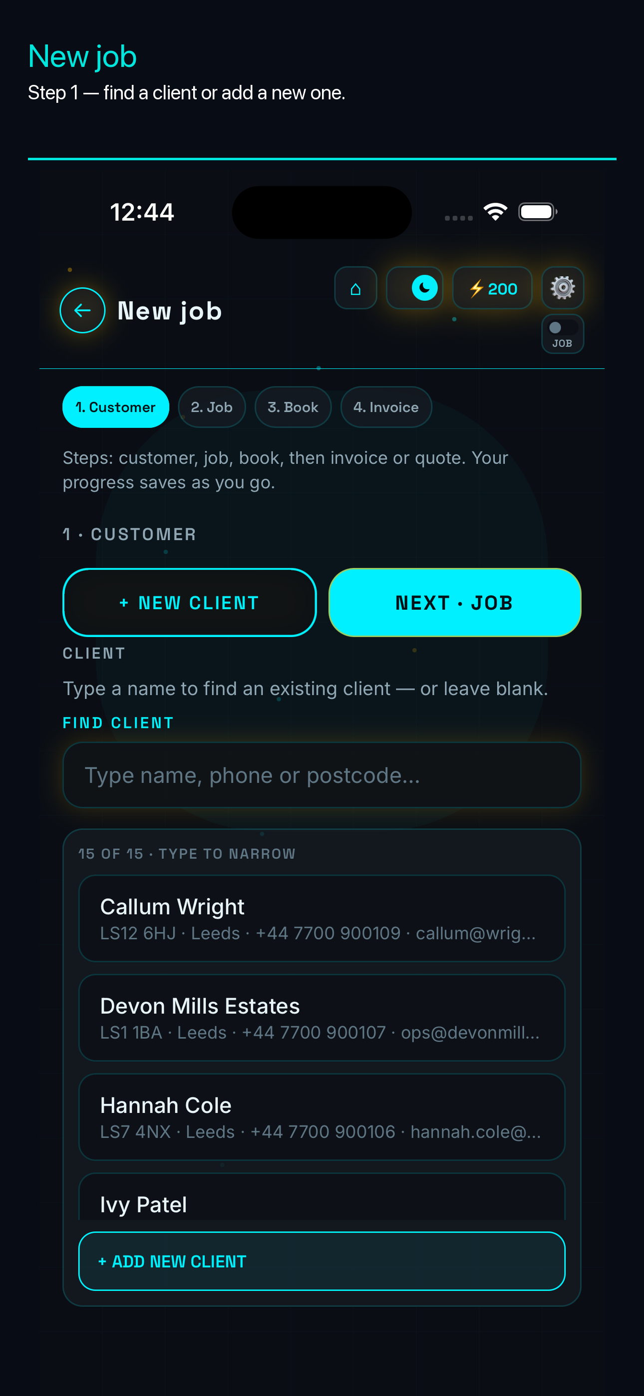 New job client