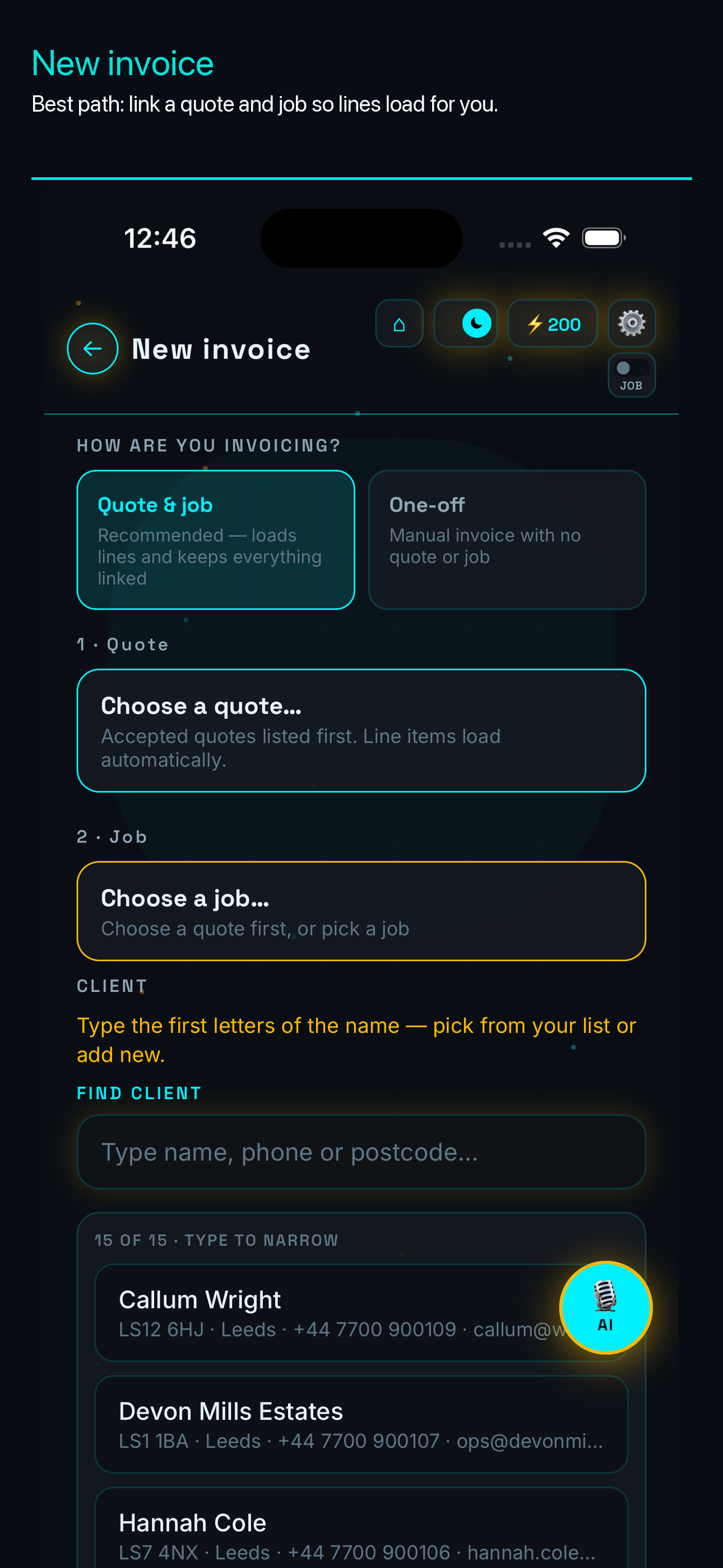 New invoice